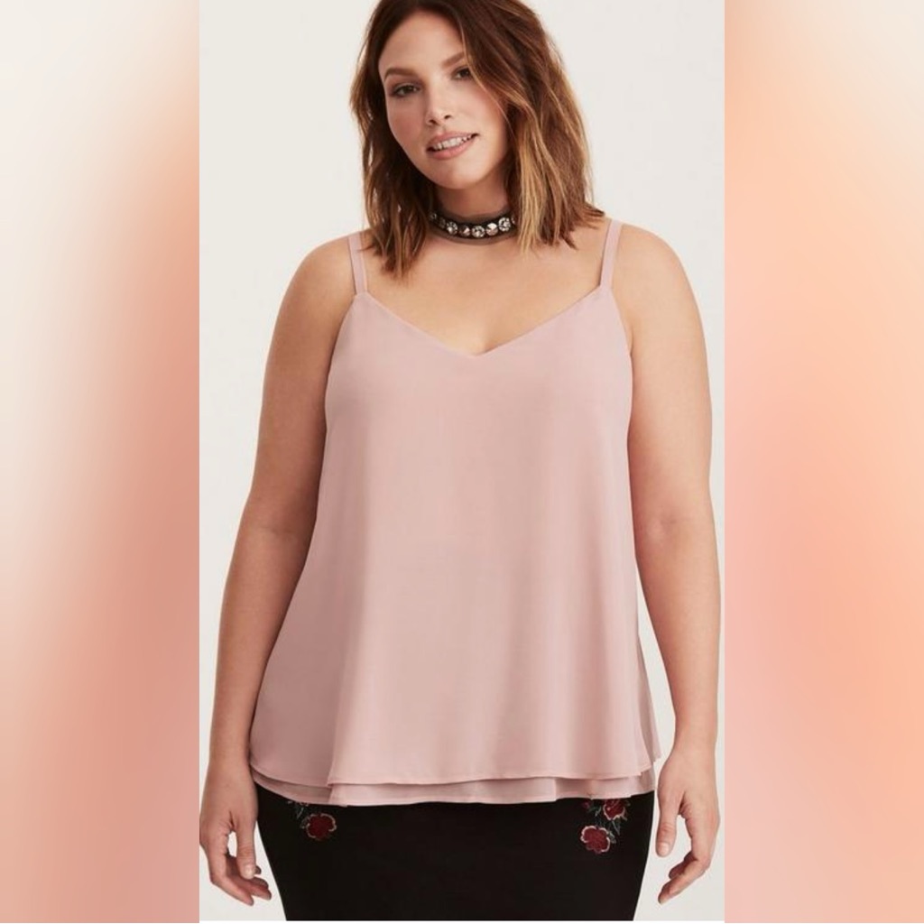 Pink Double Layer Chiffon Swing Cami